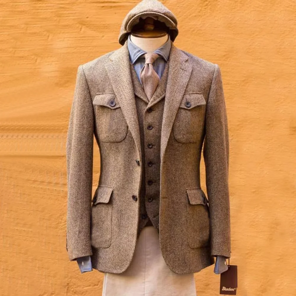 Men's Herringbone Blazers Single Breasted Sport Coats Best Wedding Groom Suit High Quality Elegant Jackets Plus Size Coat+vest
Men's Herringbone Blazers Single Breasted Sport Coats Best Wedding Groom Suit High Quality Elegant Jackets Plus Size Coat+vest