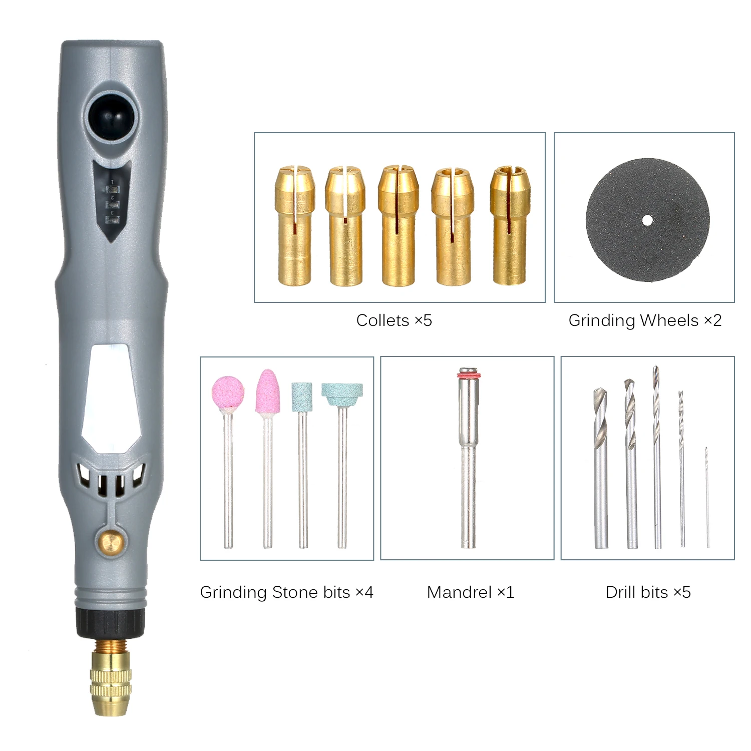 Multifunctional Mini Handheld Electric Grinder Set 6000-15000rpm Power Tool Kit Rechargeable 5 in 1 Polisher Driller Cutt
Multifunctional Mini Handheld Electric Grinder Set 6000-15000rpm Power Tool Kit Rechargeable 5 in 1 Polisher Driller Cutt