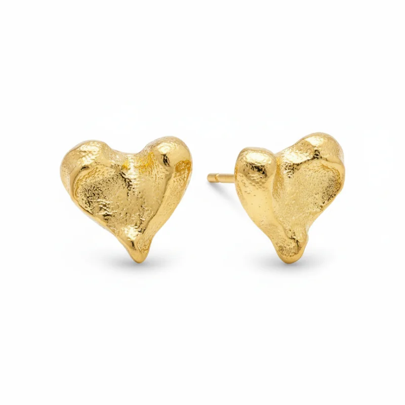 MURMUR Vintage Irregular Heart Stud Earrings Molten Textured Gold Tone Statement Jewelry
MURMUR Vintage Irregular Heart Stud Earrings Molten Textured Gold Tone Statement Jewelry