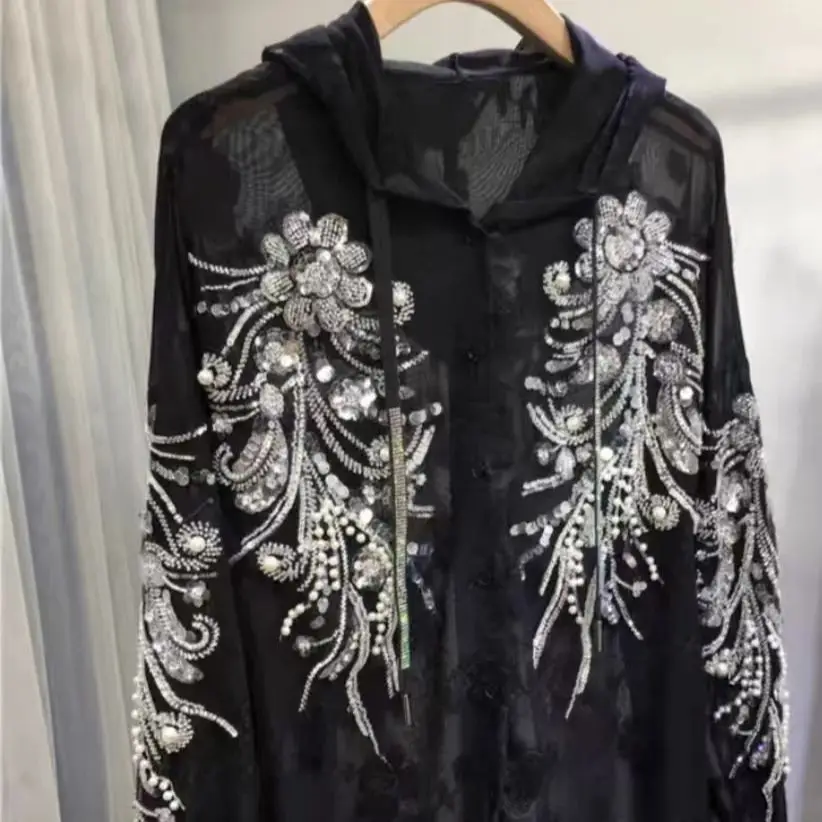 High-end 2025 Spring Summer Luxury Hooded Shirts Women's Loose Casual Y2K Black Blouses Tops Woman Clothes
High-end 2025 Spring Summer Luxury Hooded Shirts Women's Loose Casual Y2K Black Blouses Tops Woman Clothes