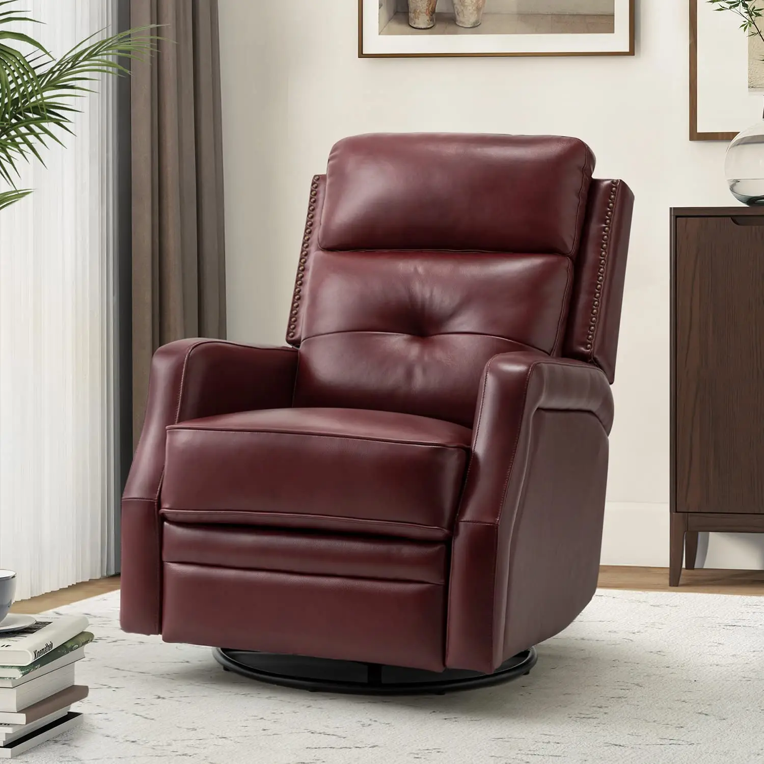 Genuine Leather Swivel Rocker Recliner with Adjustable Footrest & Backrest, Manual Glider Reclining Chair for, Customized
Genuine Leather Swivel Rocker Recliner with Adjustable Footrest & Backrest, Manual Glider Reclining Chair for, Customized