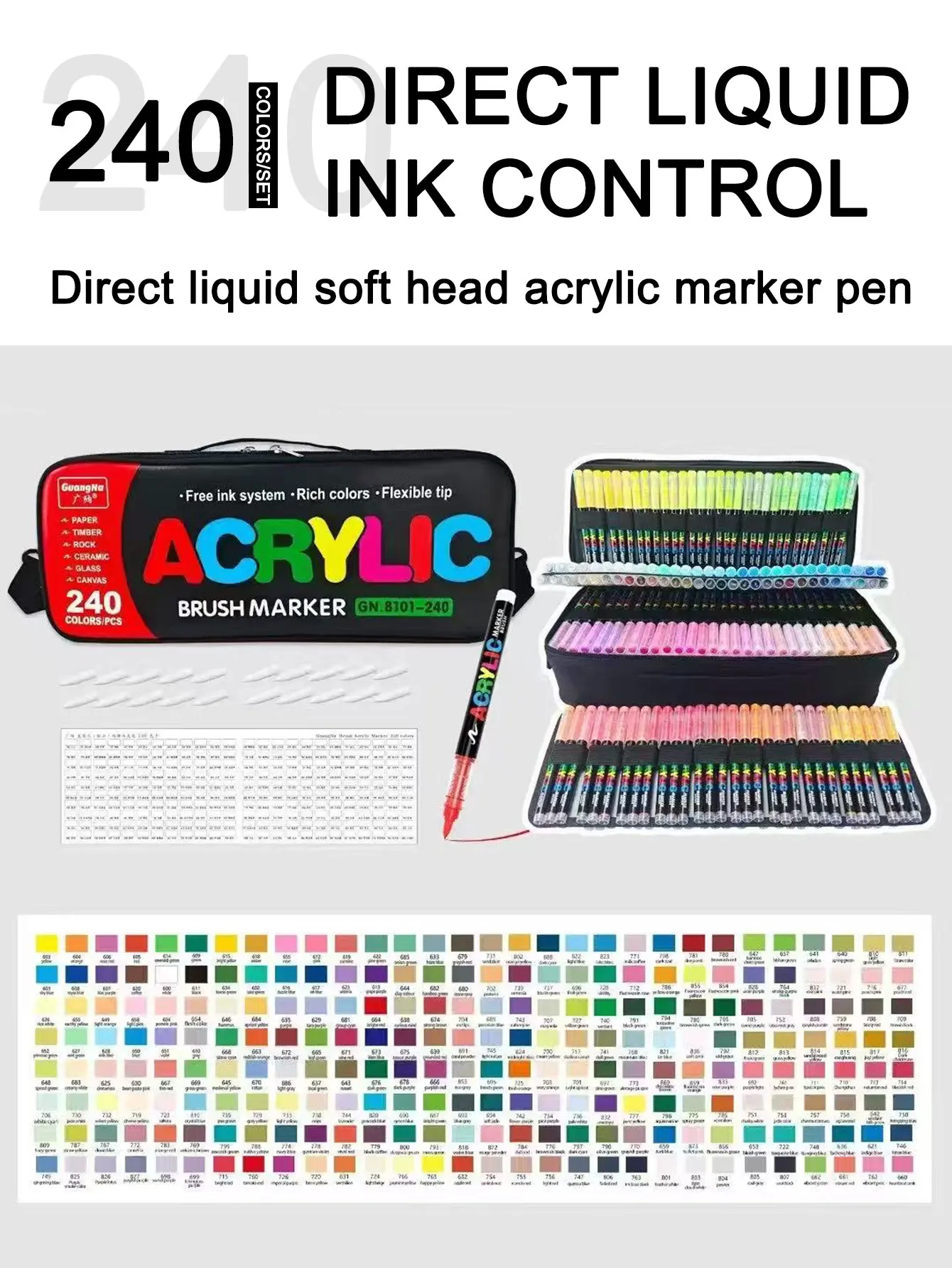 GuangNa 240 Colors/set Acrylic Marker Pens With Handbag,DIY Hand Drawn,Direct Liquid Student Graffiti Painting Pen Stationery
GuangNa 240 Colors/set Acrylic Marker Pens With Handbag,DIY Hand Drawn,Direct Liquid Student Graffiti Painting Pen Stationery