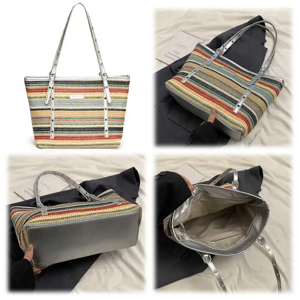 Women Color Weaving Travel Bag Large Capacity Simple Shoulder Bag Patchwork Minimalist Tote Bag Ladies Summer Daily Bag
Women Color Weaving Travel Bag Large Capacity Simple Shoulder Bag Patchwork Minimalist Tote Bag Ladies Summer Daily Bag