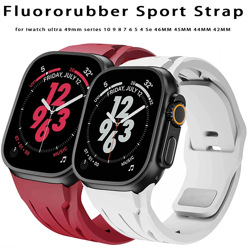 Rubber Cut To Size Strap for Apple Watch Ultra 2 49mm 46mm 45 44 Luxury Fluororubber Band for iWatch 10 9 8 7 6 5 4 SE Bracelet
Rubber Cut To Size Strap for Apple Watch Ultra 2 49mm 46mm 45 44 Luxury Fluororubber Band for iWatch 10 9 8 7 6 5 4 SE Bracelet
