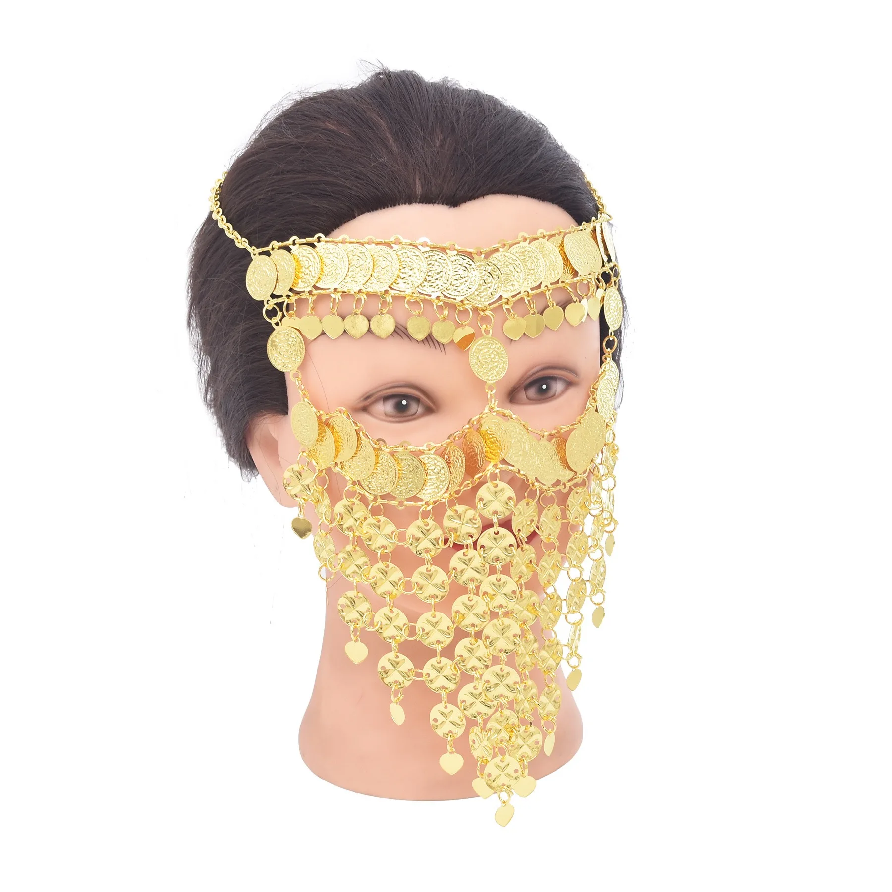 Fashionable Multi-Layer Tassel Face Curtain Middle East Hollow Four-leaf Coin Mask Sexy Face Chain Curtain for Parties
Fashionable Multi-Layer Tassel Face Curtain Middle East Hollow Four-leaf Coin Mask Sexy Face Chain Curtain for Parties