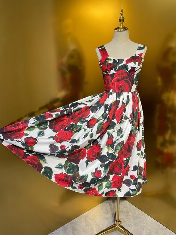 High Quali Cotton Red Rose White Baund Strapl Dr Waist Cinched Gown Ele Sle High Waist Spring Summer Autum...
High Quali Cotton Red Rose White Baund Strapl Dr Waist Cinched Gown Ele Sle High Waist Spring Summer Autum...