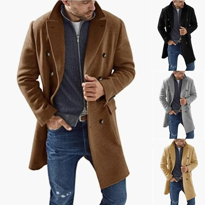 23 Autumn/Winter Woolen Coat Men's Woolen Double-breasted Lapel Mid-length Casual Coat
23 Autumn/Winter Woolen Coat Men's Woolen Double-breasted Lapel Mid-length Casual Coat