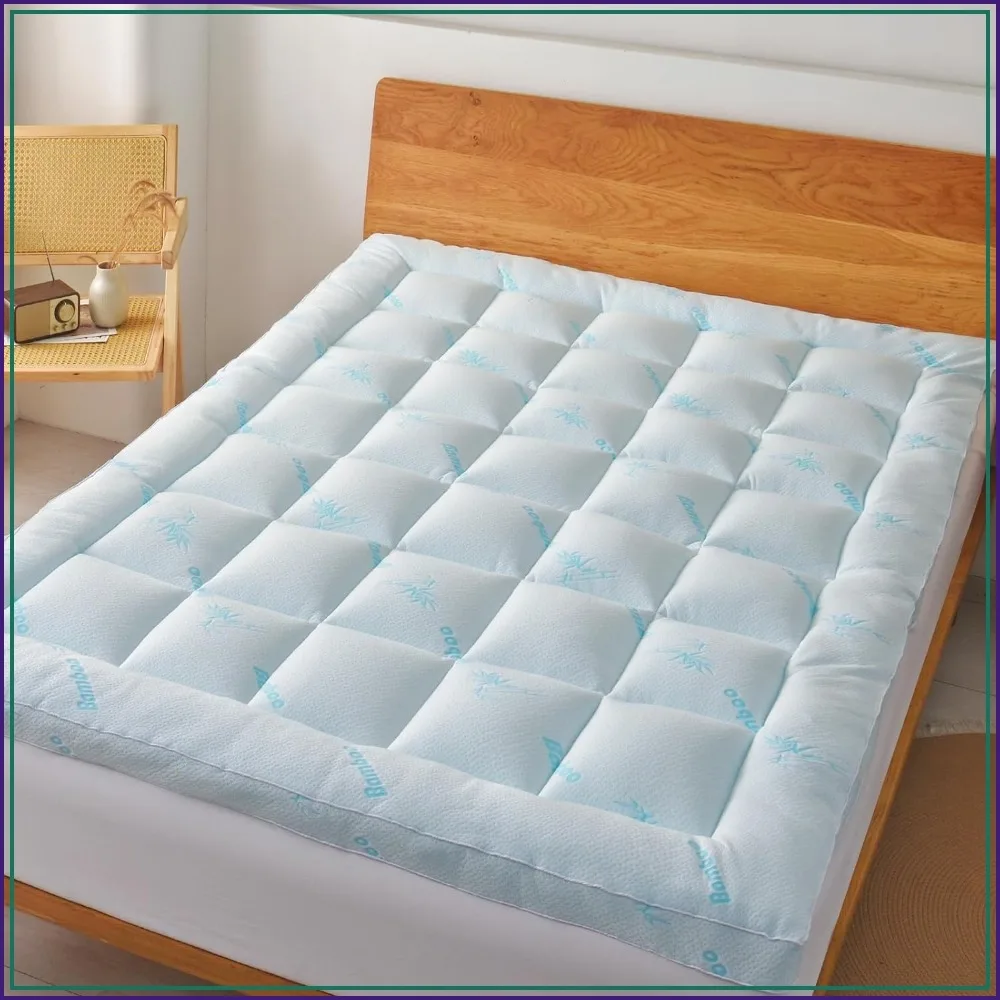 Cooling Extra Thick Bamboo Mattress Topper Queen - Soft Quilted Fitted Cover with 900 GSM Down Alternative Fill, 8-21" Deep Pocket
Cooling Extra Thick Bamboo Mattress Topper Queen - Soft Quilted Fitted Cover with 900 GSM Down Alternative Fill, 8-21" Deep Pocket