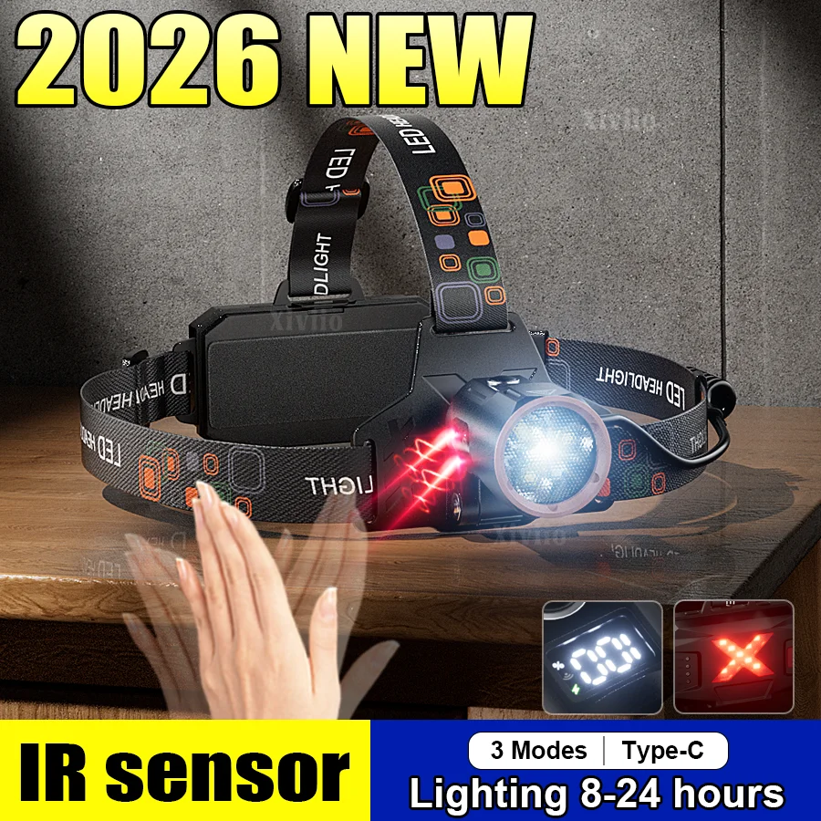 Супер яркий 5500 м самый мощный светодиодный налобный фонарь с ИК-датчиком, налобные фонарики 18650, перезаряжаемый налобный фонарь, фонарь для кемпинга
Супер яркий 5500 м самый мощный светодиодный налобный фонарь с ИК-датчиком, налобные фонарики 18650, перезаряжаемый налобный фонарь, фонарь для кемпинга