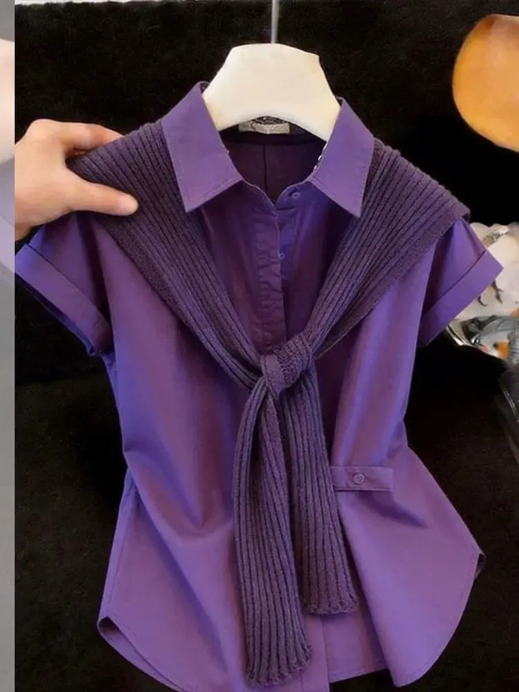 Laid-back Style Commute Shoulder Shirt Women Summer New Korean Loose Casual Meat Cover Super Beautiful Match Top Women's Shirt
Laid-back Style Commute Shoulder Shirt Women Summer New Korean Loose Casual Meat Cover Super Beautiful Match Top Women's Shirt