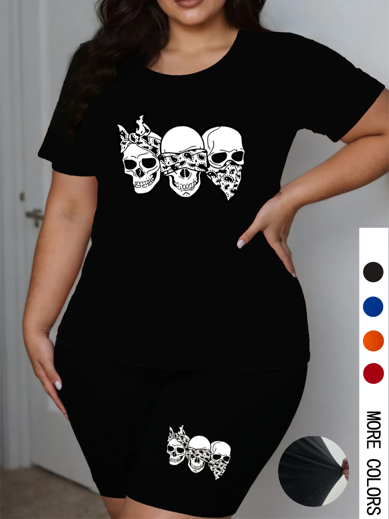 Plus Size Women 2 Piece Shorts Set Short Sleeve T-shirt Elastic Summer Fashion Casual Graphic Print Oversize Two Piece Outfits
Plus Size Women 2 Piece Shorts Set Short Sleeve T-shirt Elastic Summer Fashion Casual Graphic Print Oversize Two Piece Outfits