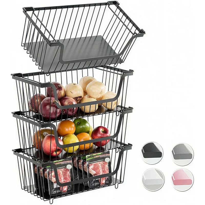 4-Piece Stackable Wire Basket Set - Metal Mesh Storage Bins for Pantry, Produce, Potatoes, Onions & Kitchen Countertop Organizat
4-Piece Stackable Wire Basket Set - Metal Mesh Storage Bins for Pantry, Produce, Potatoes, Onions & Kitchen Countertop Organizat