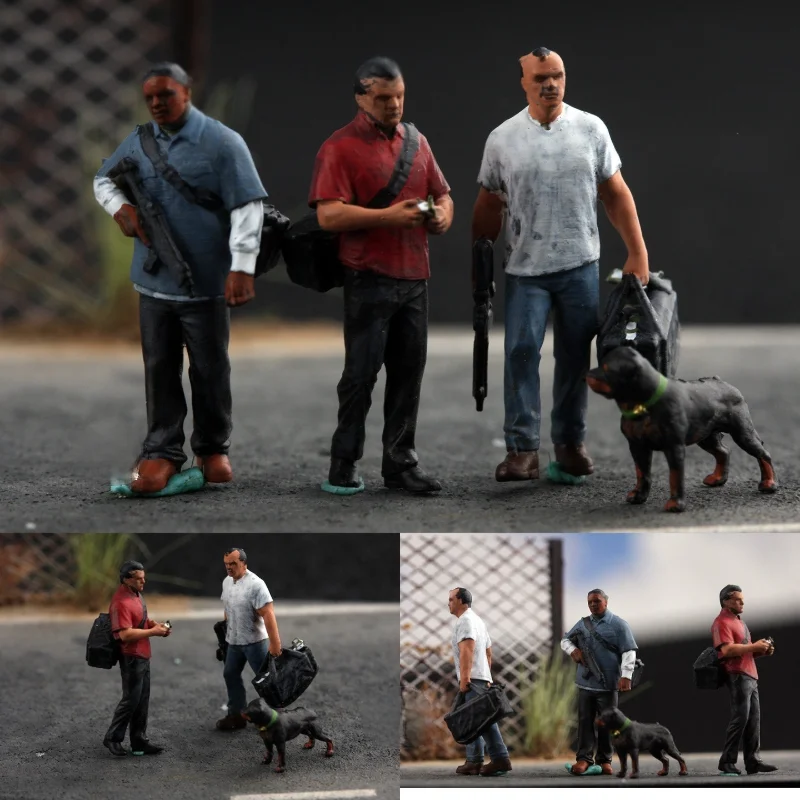 New 1/64 Scale Robber 3 Soldiers+1 Dog Miniature Doll Model DIY Scene with Handmade Painted Toys Handmade Ornament Gift
New 1/64 Scale Robber 3 Soldiers+1 Dog Miniature Doll Model DIY Scene with Handmade Painted Toys Handmade Ornament Gift