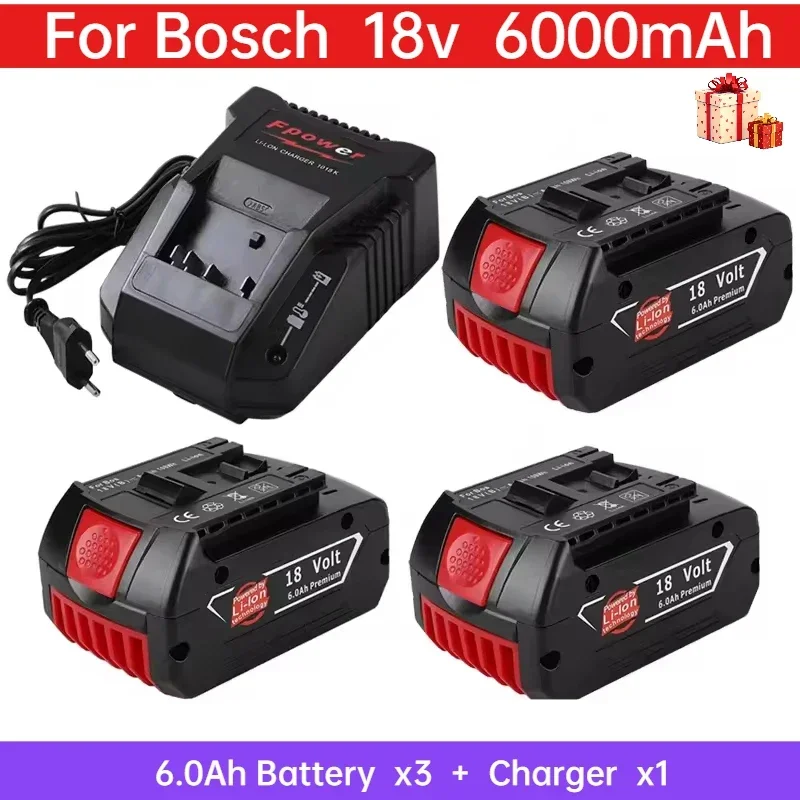 For 18V 6000mAh Bosch handheld drill lithium-ion rechargeable battery Models: BAT609, BAT609G, BAT618, BAT618G, BAT614+charger
For 18V 6000mAh Bosch handheld drill lithium-ion rechargeable battery Models: BAT609, BAT609G, BAT618, BAT618G, BAT614+charger