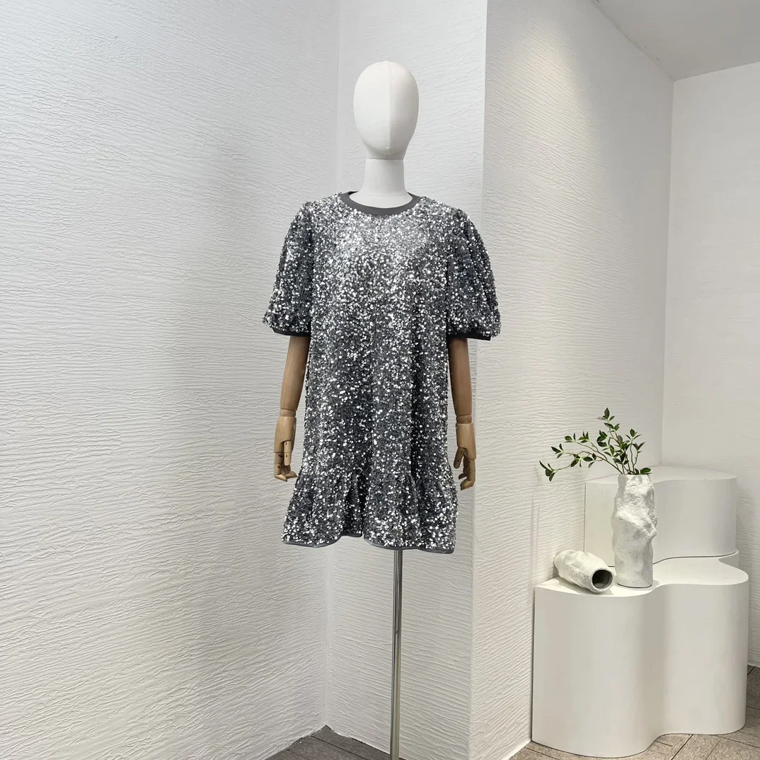 New Collection High Quality Sequined Half Sleeve Black Grey Ruched Party Mini Dress for Women
New Collection High Quality Sequined Half Sleeve Black Grey Ruched Party Mini Dress for Women