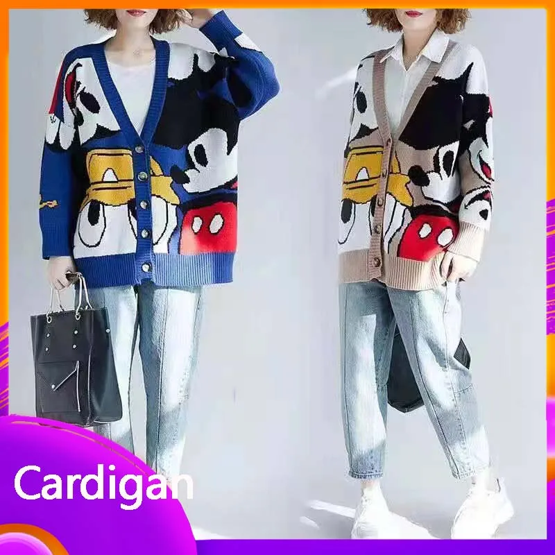 Кардиган с Микки Диснеем, свитер с героями мультфильмов, женское пальто, свободный трикотаж с длинными рукавами, милый топ, уличная одежда, подарок для девочек
Кардиган с Микки Диснеем, свитер с героями мультфильмов, женское пальто, свободный трикотаж с длинными рукавами, милый топ, уличная одежда, подарок для девочек