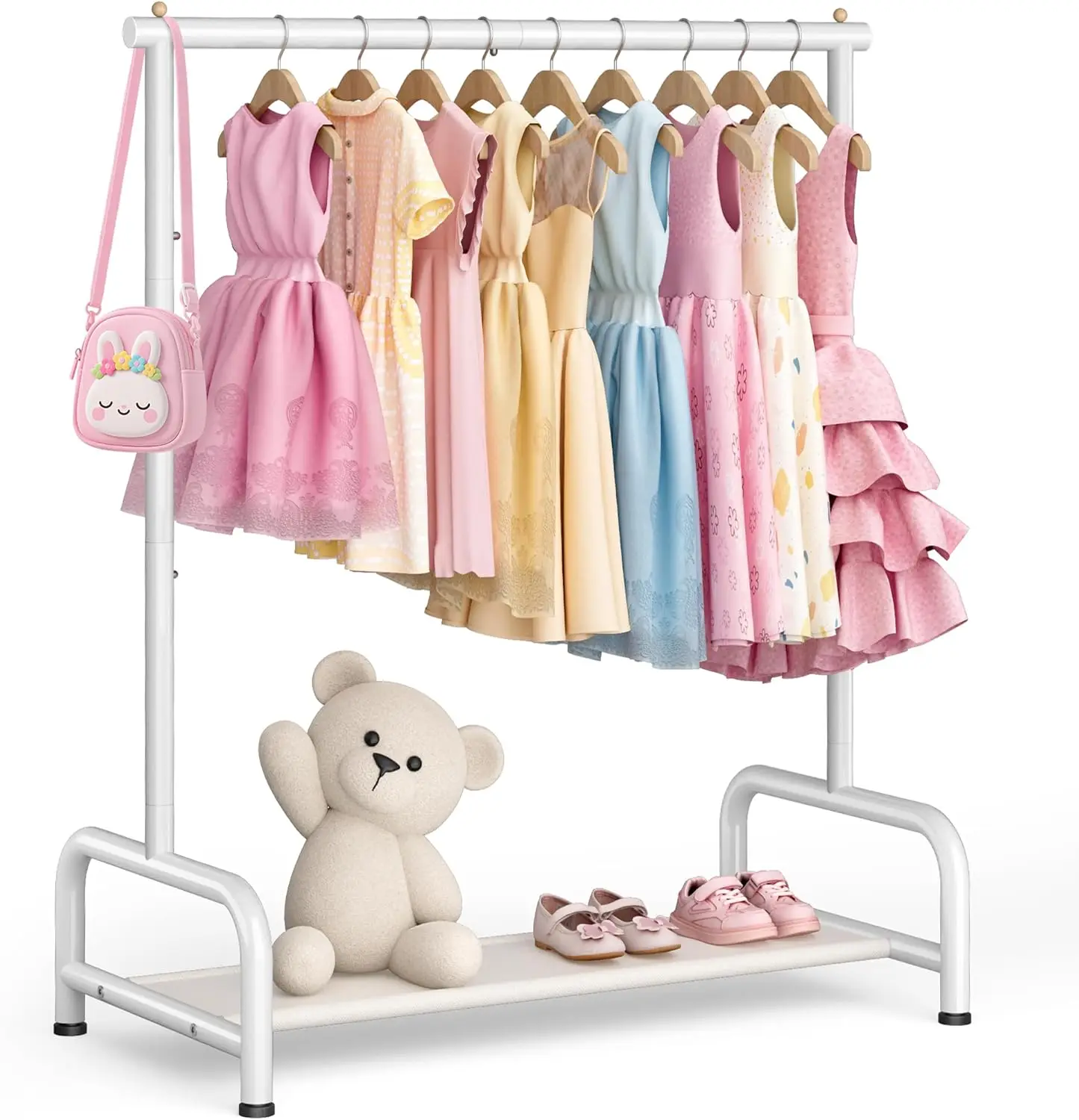 Kids Clothes Rack with Storage Shelf, White Garment Organizer for Toddler Dresses and Toys
Kids Clothes Rack with Storage Shelf, White Garment Organizer for Toddler Dresses and Toys
