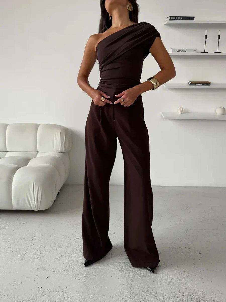 2025 Amazon Spring and Summer New Fashion Pure Color Temperament Sleeveless Slant Neck Pleated Irregular Tops for Women
2025 Amazon Spring and Summer New Fashion Pure Color Temperament Sleeveless Slant Neck Pleated Irregular Tops for Women