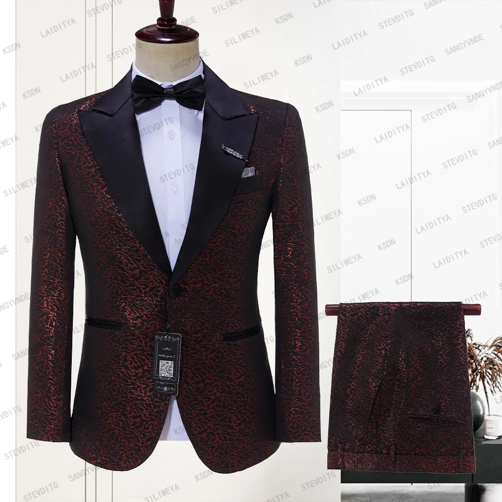 Men Wedding Suits 2023 Italian Design Red Black Jacquard Custom Made Casual Business Smoking Tuxedo Jacket Pants 2 Pcs Set Groom
Men Wedding Suits 2023 Italian Design Red Black Jacquard Custom Made Casual Business Smoking Tuxedo Jacket Pants 2 Pcs Set Groom