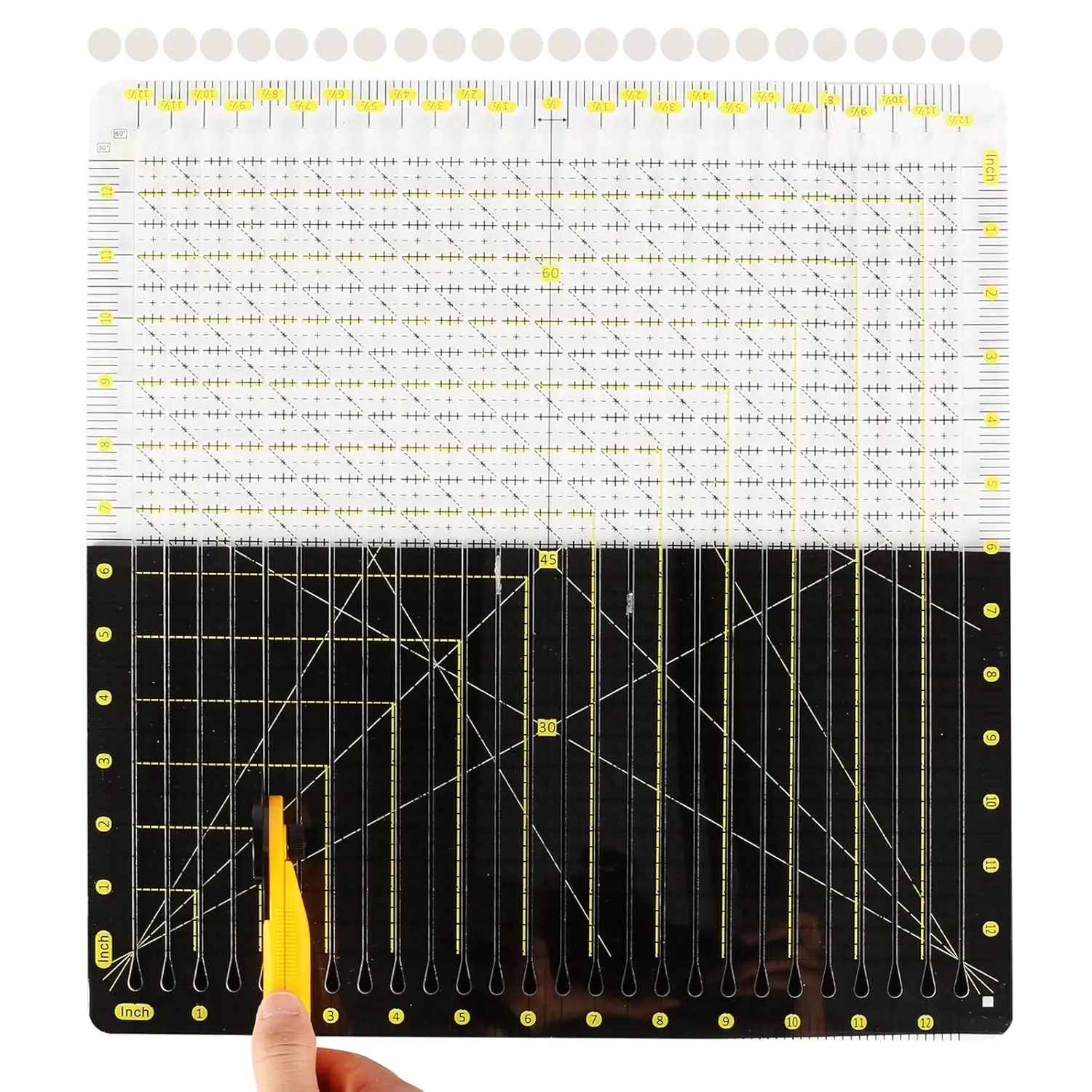 Линейка акриловая для квилтинга 12,5x12,5 дюймов с прорезями для ротационной резки, нескользящий швейный инструмент с точными прорезями для нарезки тканевых полосок
Линейка акриловая для квилтинга 12,5x12,5 дюймов с прорезями для ротационной резки, нескользящий швейный инструмент с точными прорезями для нарезки тканевых полосок