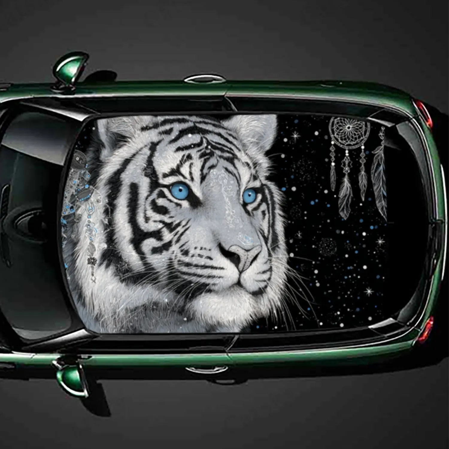 White Tiger and Dreamcatcher Car Roof Vinyl Wraps Sticker, Auto Decal, Artistic Vehicle Decoration, Self-adhesive Waterproof Car 
White Tiger and Dreamcatcher Car Roof Vinyl Wraps Sticker, Auto Decal, Artistic Vehicle Decoration, Self-adhesive Waterproof Car