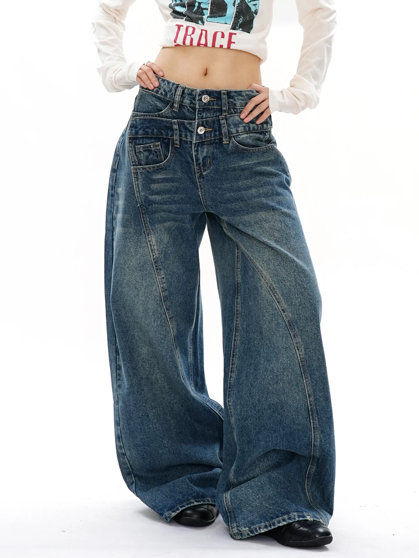 S3T5 повседневные широкие джинсы с асимметричной ножом для мужчин и женщин, удобные свободные повседневные джинсовые брюки
S3T5 повседневные широкие джинсы с асимметричной ножом для мужчин и женщин, удобные свободные повседневные джинсовые брюки