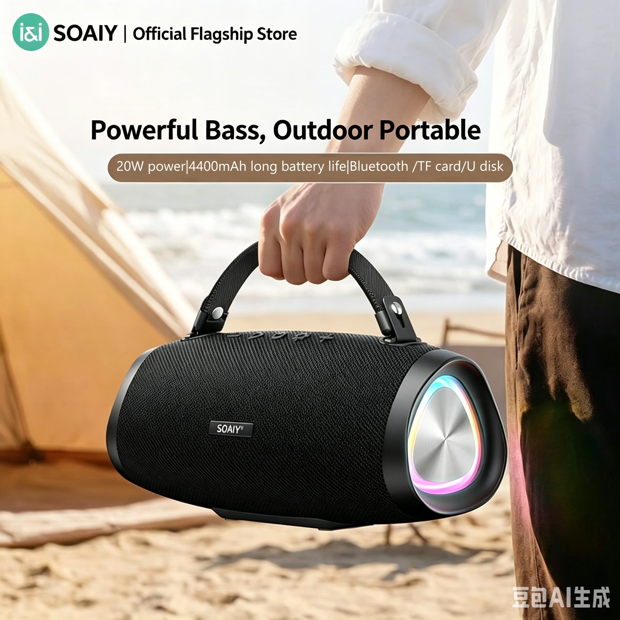 20W High Power Wireless Bluetooth Speakers IP65 Waterproof 4400mAh RGB Light TWS Stereo Bass Speaker for Home Outdoor Camping
20W High Power Wireless Bluetooth Speakers IP65 Waterproof 4400mAh RGB Light TWS Stereo Bass Speaker for Home Outdoor Camping