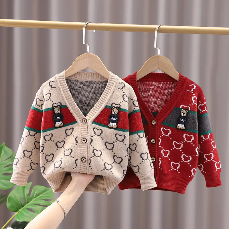 New Spring Autumn Children Sweater Bear Single Breasted Boys Sweaters V-Neck Children Girl Knitting Cardigan Striped Top FY10131
New Spring Autumn Children Sweater Bear Single Breasted Boys Sweaters V-Neck Children Girl Knitting Cardigan Striped Top FY10131