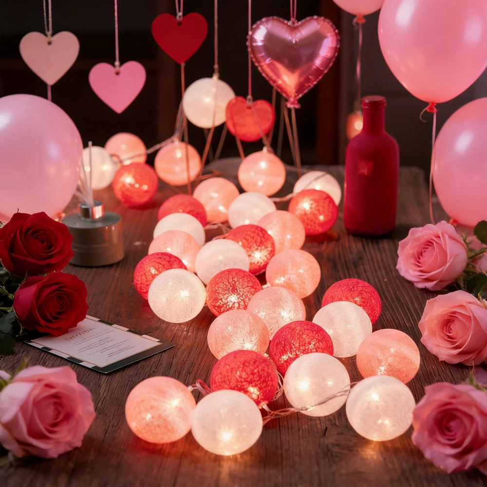 Valentine's Day Cotton Ball String Fairy Lights LED Bedroom Outdoor Holiday Party Baby Bed Lights Wedding Birthday Decoration
Valentine's Day Cotton Ball String Fairy Lights LED Bedroom Outdoor Holiday Party Baby Bed Lights Wedding Birthday Decoration