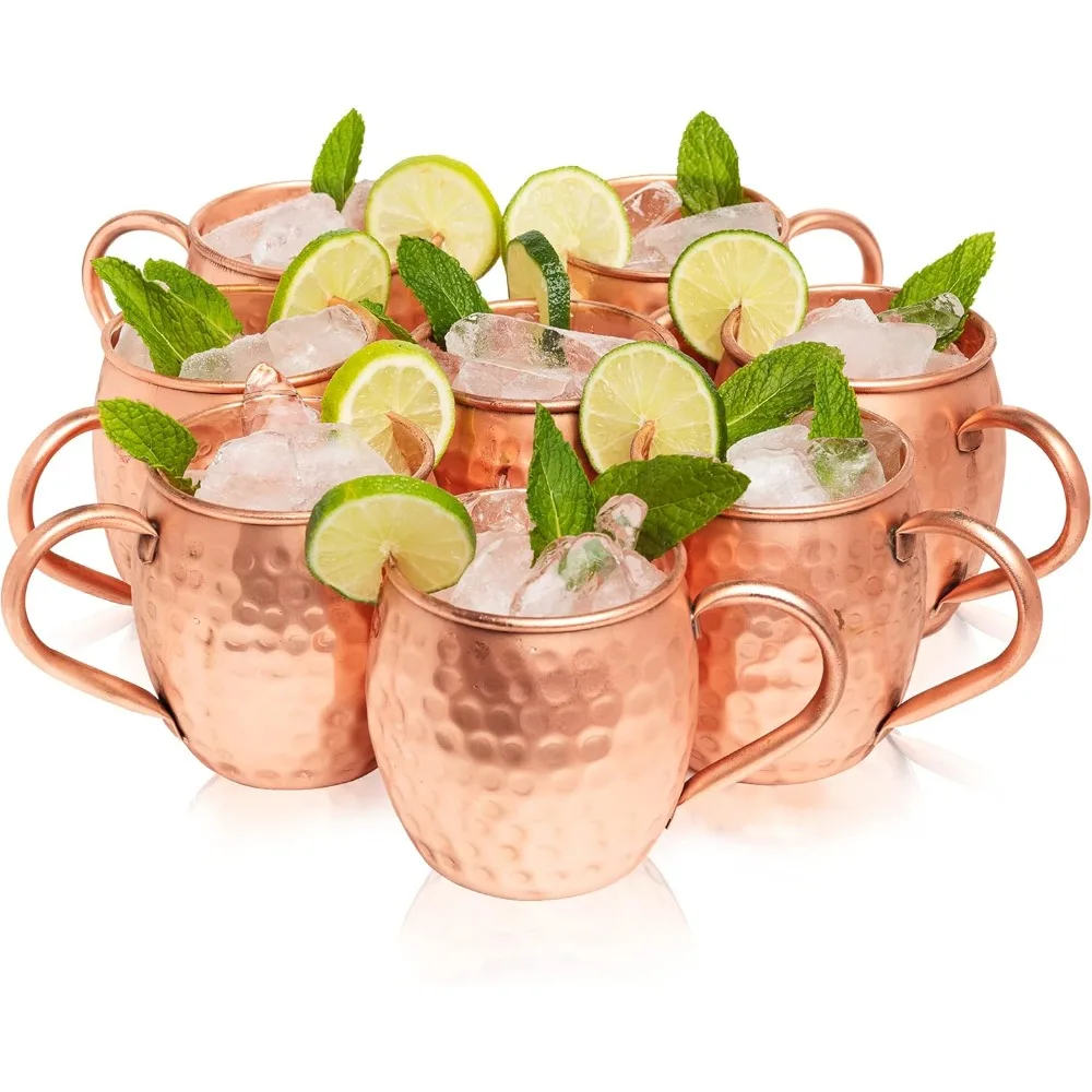 Moscow Mule Copper Mugs Set of 8 | Food Grade 100% Pure Copper Cups | Handcrafted w/Lacquered Hammered Finish
Moscow Mule Copper Mugs Set of 8 | Food Grade 100% Pure Copper Cups | Handcrafted w/Lacquered Hammered Finish