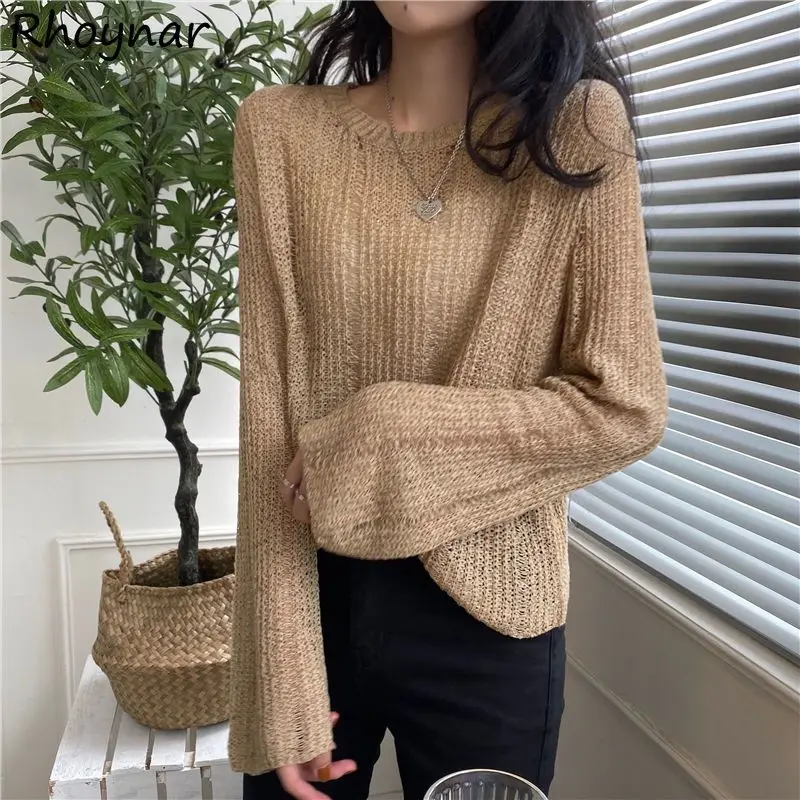 Knit Pullovers Women Long Sleeve Sunscreen Hollow Out Fashion Sweater Vintage Chic Streetwear American Retro Hot Girls All-match
Knit Pullovers Women Long Sleeve Sunscreen Hollow Out Fashion Sweater Vintage Chic Streetwear American Retro Hot Girls All-match