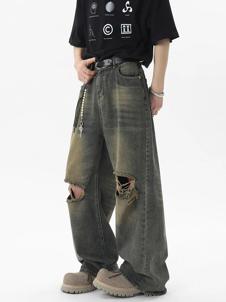 Американские винтажные рваные джинсы, мужские летние модные свободные прямые повседневные длинные брюки, потертые джинсы
Американские винтажные рваные джинсы, мужские летние модные свободные прямые повседневные длинные брюки, потертые джинсы