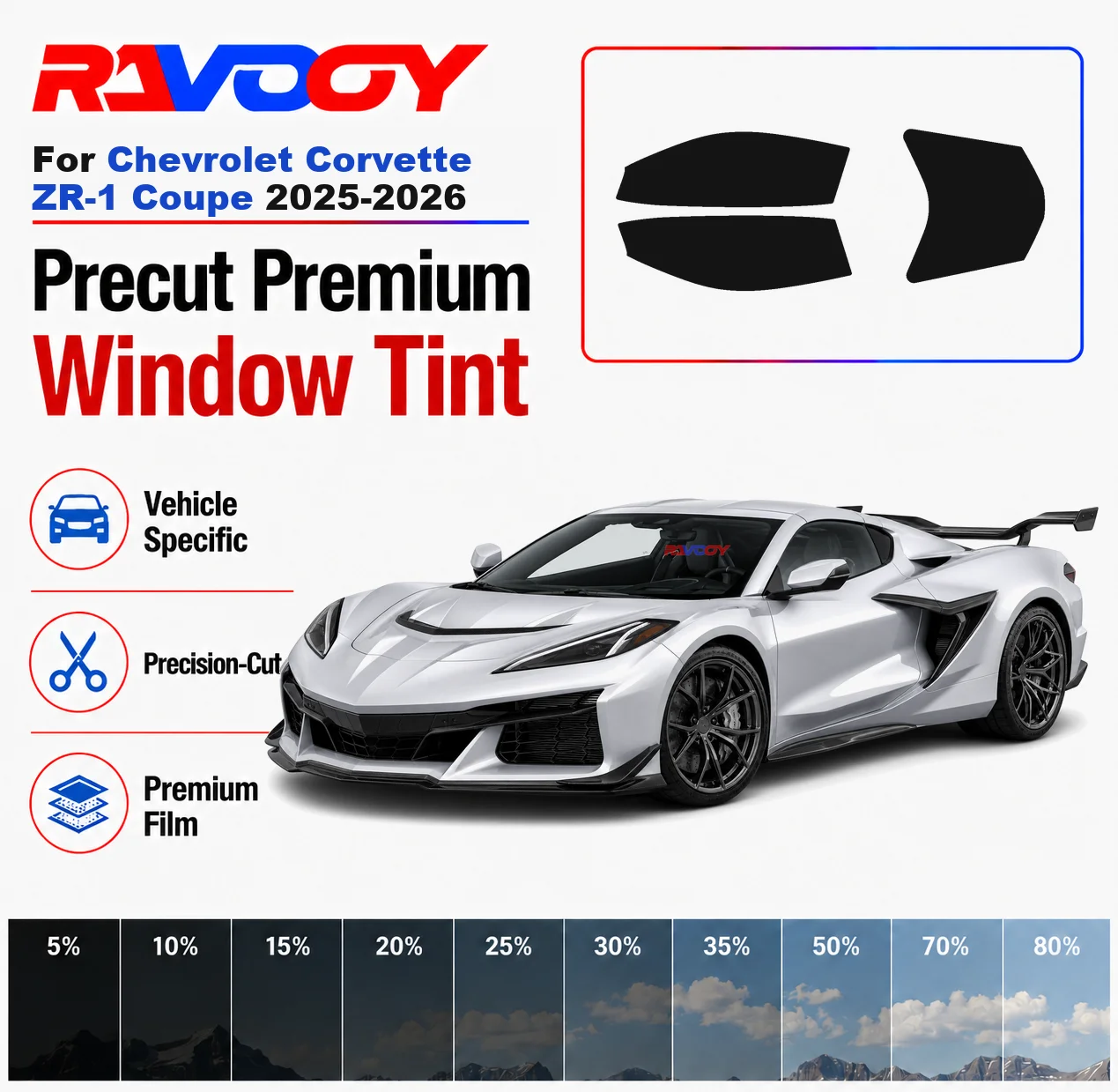 Premium Precut Window Tint Kit Front Rear Windows Rear Windshield For Chevrolet Corvette ZR-1 Coupe 2025-2026 Nano Ceramic Film
Premium Precut Window Tint Kit Front Rear Windows Rear Windshield For Chevrolet Corvette ZR-1 Coupe 2025-2026 Nano Ceramic Film