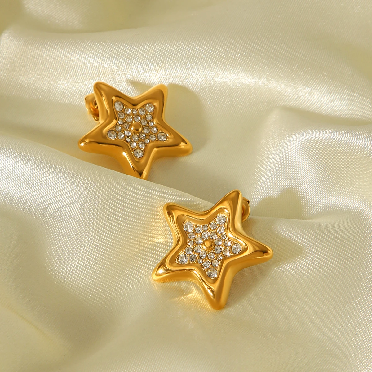 Sparkling Zircon Geometric Star Earrings 18K Gold Plated Stainless Steel Women's Jewelry Accessories Banquet Birthday Gift
Sparkling Zircon Geometric Star Earrings 18K Gold Plated Stainless Steel Women's Jewelry Accessories Banquet Birthday Gift