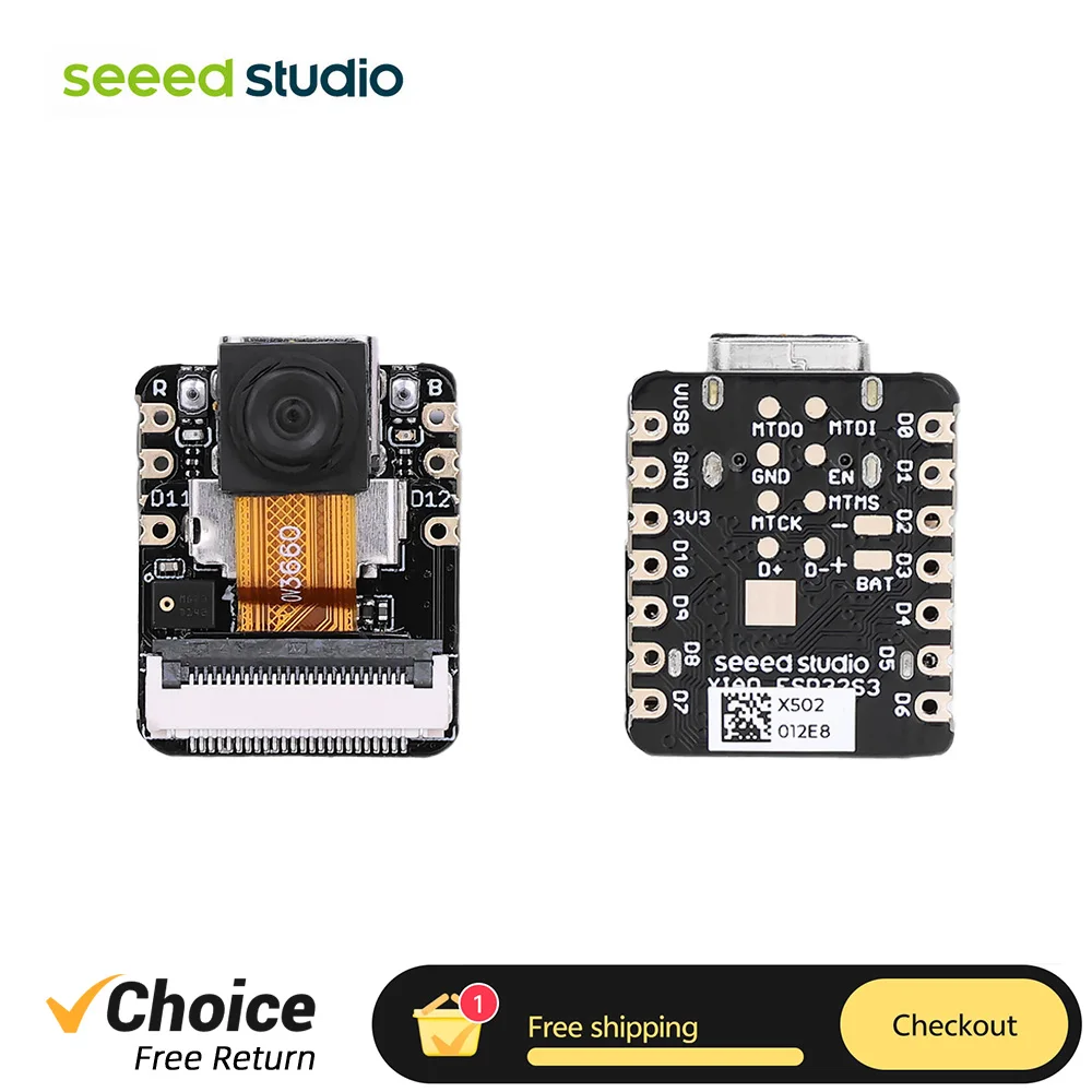 Плата разработки Seeed Studio XIAO ESP32 S3 Sense с Wi-Fi, BLE, камерой, микрофоном, 8 МБ PSRAM FLASH для проектов AIoT и встраиваемых машинного обучения
Плата разработки Seeed Studio XIAO ESP32 S3 Sense с Wi-Fi, BLE, камерой, микрофоном, 8 МБ PSRAM FLASH для проектов AIoT и встраиваемых машинного обучения