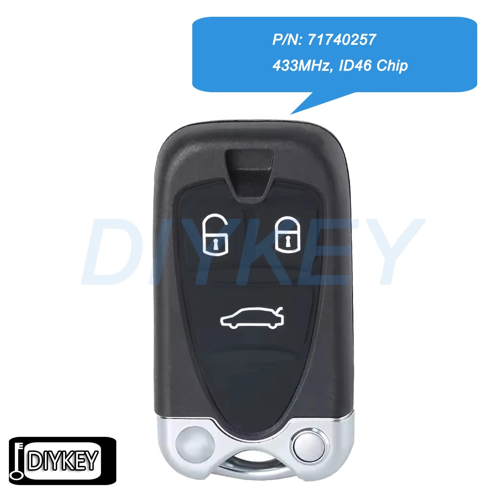 3 Buttons Smart Remote Key Fob 433MHz ID46 Chip for Alfa Romeo 159 Brera Spider 2005 2006 2007 2008 2009 2010 2011 P/N: 71740257
3 Buttons Smart Remote Key Fob 433MHz ID46 Chip for Alfa Romeo 159 Brera Spider 2005 2006 2007 2008 2009 2010 2011 P/N: 71740257