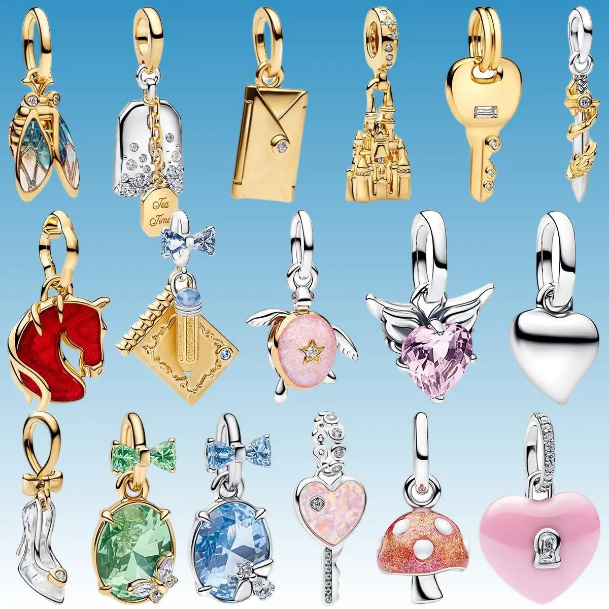 S925 Silver Golden Pavé Gem Key Owl Snake Heart Charms tulip Beads High Heel Turtle DIY Bracelet Necklace Parts Fine Jewelry
S925 Silver Golden Pavé Gem Key Owl Snake Heart Charms tulip Beads High Heel Turtle DIY Bracelet Necklace Parts Fine Jewelry