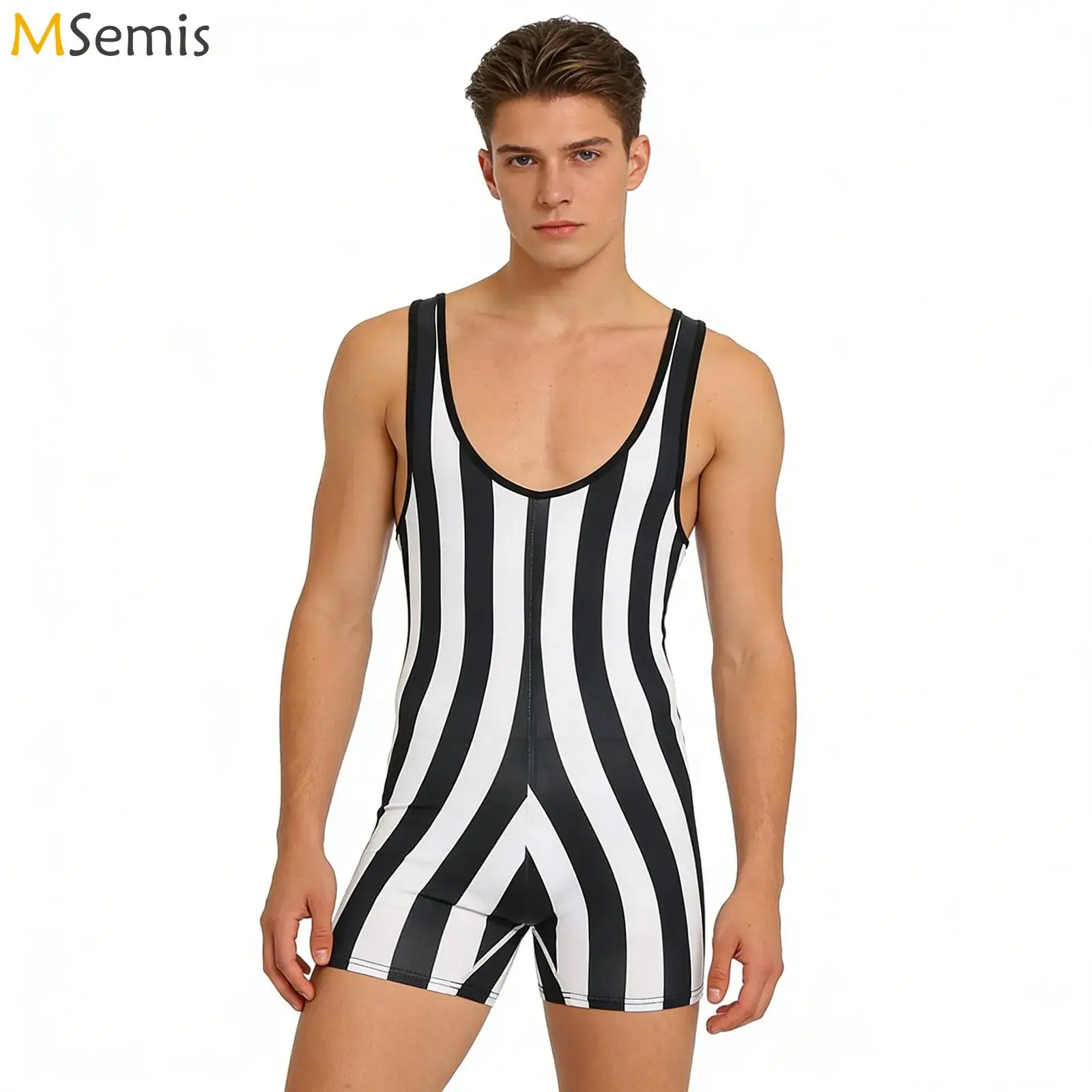 Mens Striped Wrestling Singlet Swimsuit One Piece Athletic Swimwear Slim Fit Boxer Shorts Rompers Bodybuilding Gym Bodysuit
Mens Striped Wrestling Singlet Swimsuit One Piece Athletic Swimwear Slim Fit Boxer Shorts Rompers Bodybuilding Gym Bodysuit