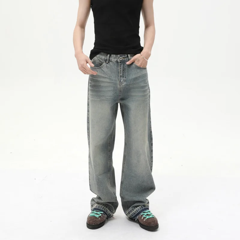 SYUHGFA мужские джинсы с необработанными краями в стиле пэчворк, прямые брюки в американском стиле, свободные мужские джинсовые брюки с широкими штанинами, лето 2023 г. 
SYUHGFA мужские джинсы с необработанными краями в стиле пэчворк, прямые брюки в американском стиле, свободные мужские джинсовые брюки с широкими штанинами, лето 2023 г.