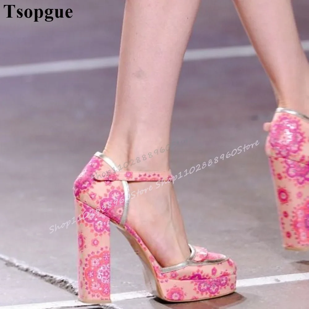Pink Flower Print Platform Pumps Chunky High Heel Shoes For Women Ankle Strap Pointed Toe 2025 Fashionable Zapatos Para Mujere
Pink Flower Print Platform Pumps Chunky High Heel Shoes For Women Ankle Strap Pointed Toe 2025 Fashionable Zapatos Para Mujere