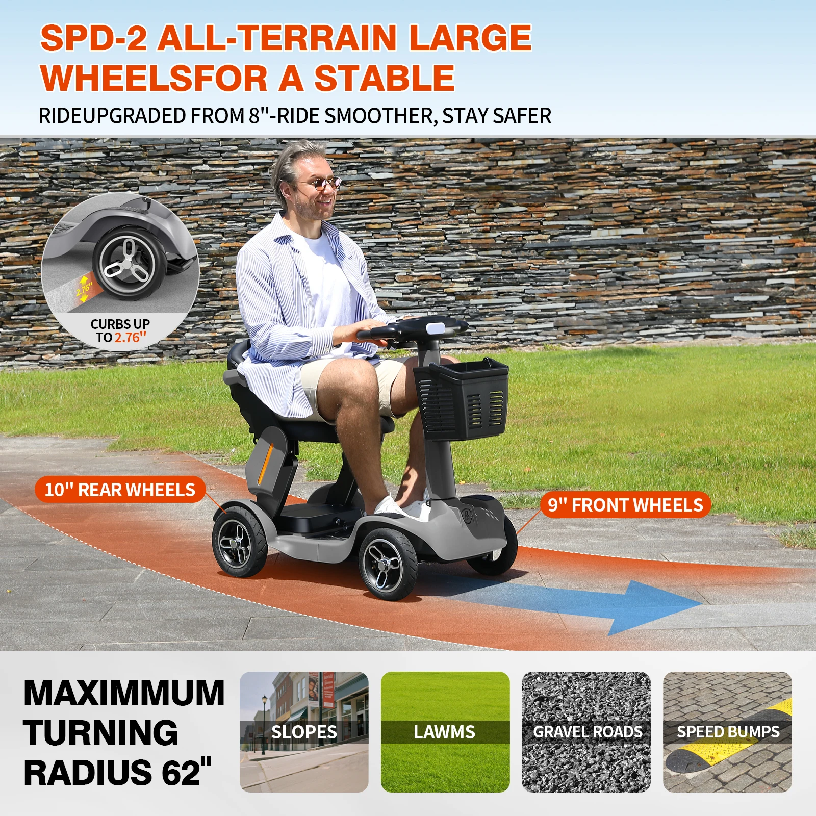 SPD-2 Gray Portable 4 Wheel Mobility Scooter for Elderly Adults Heavy Duty All Terrain Electric Travel Scooter Secure Braking
SPD-2 Gray Portable 4 Wheel Mobility Scooter for Elderly Adults Heavy Duty All Terrain Electric Travel Scooter Secure Braking
