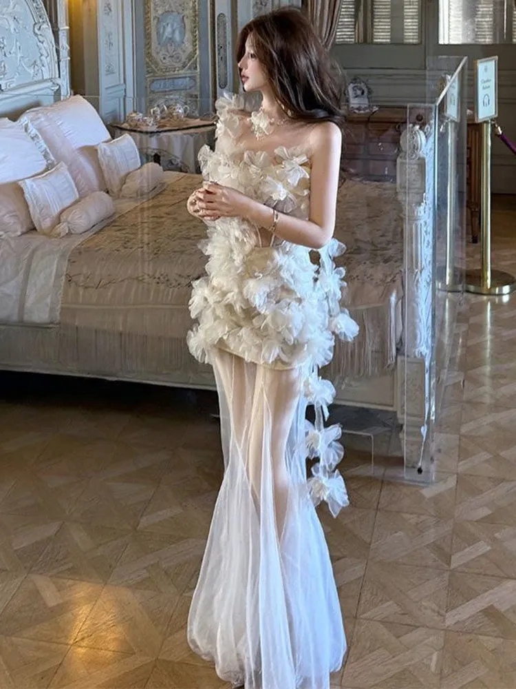 White Slimming Strapless Floral Long Dress Two-Piece Set Summer Sexy Style Plant Floral Pattern No Brand Youth Women's Dress
White Slimming Strapless Floral Long Dress Two-Piece Set Summer Sexy Style Plant Floral Pattern No Brand Youth Women's Dress