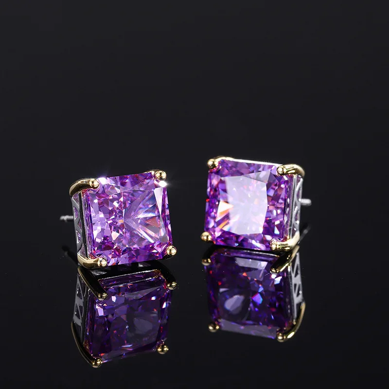 New fashion S925 silver inlaid 5A zircon ladies temperament personality square gemstone earrings
New fashion S925 silver inlaid 5A zircon ladies temperament personality square gemstone earrings