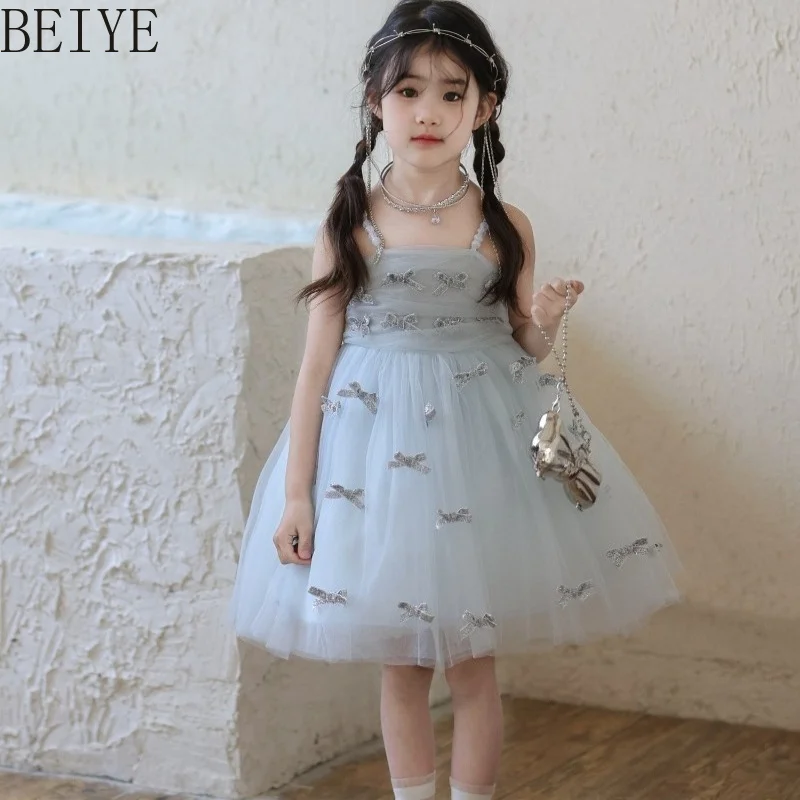 Blue Bow Mesh Girls Strap Dress Summer New Birthday Suspender Princess Dress Children Sleeveless High Street Party Dress
Blue Bow Mesh Girls Strap Dress Summer New Birthday Suspender Princess Dress Children Sleeveless High Street Party Dress