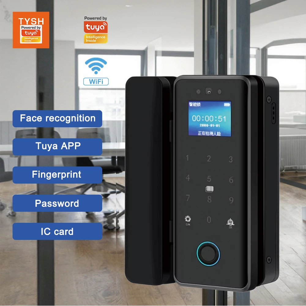 TYSH WiFi Smart Face Recognition Unlock Intelligent Glass Door Lock Tuya Keyless Lockintelligent For Sliding Glass Door
TYSH WiFi Smart Face Recognition Unlock Intelligent Glass Door Lock Tuya Keyless Lockintelligent For Sliding Glass Door