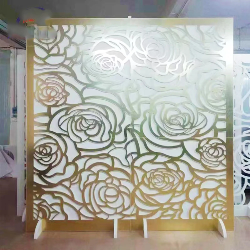 Hot Sale Rectangle Frame Acrylic Golden Mirrored Rose Pattern Backdrop Decoration.
Hot Sale Rectangle Frame Acrylic Golden Mirrored Rose Pattern Backdrop Decoration.