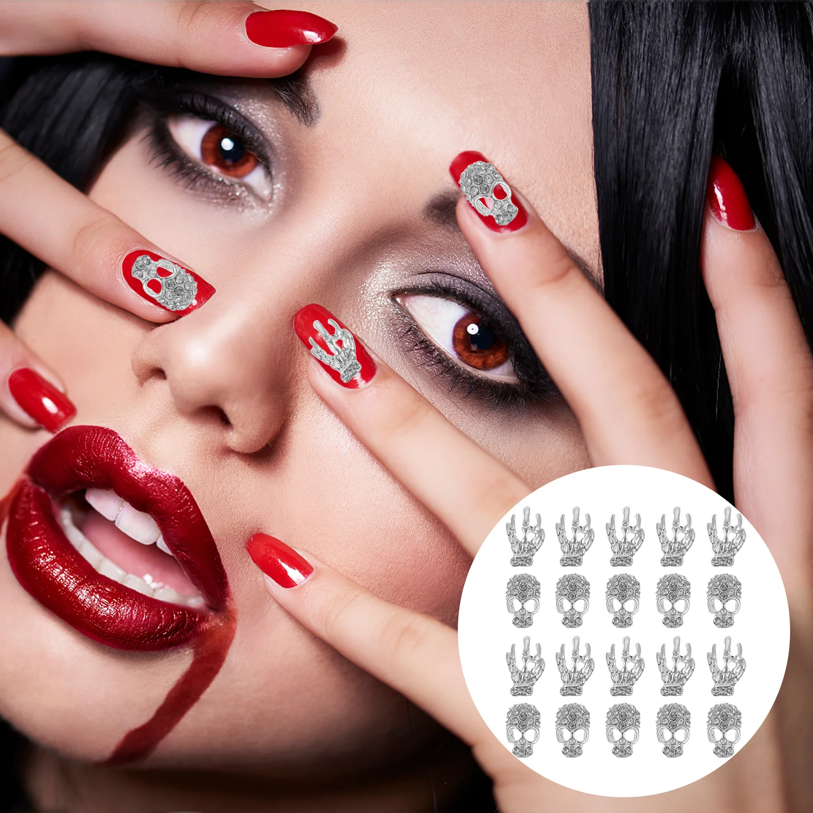 40Pcs Skull Head Nail Art Decor Rhinestones 2 Designs DIY Manicure Stickers for Natural False Nails Easy to Apply Remove
40Pcs Skull Head Nail Art Decor Rhinestones 2 Designs DIY Manicure Stickers for Natural False Nails Easy to Apply Remove