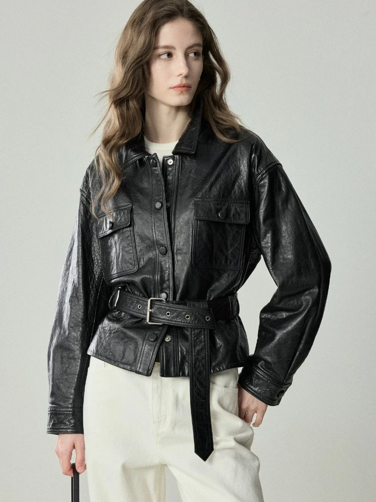 Natural Sheepskin Jacket Women Short Style Waistband Waist Cinching Leather Jacket Slim High Quality Small Sheepskin Topcoat
Natural Sheepskin Jacket Women Short Style Waistband Waist Cinching Leather Jacket Slim High Quality Small Sheepskin Topcoat