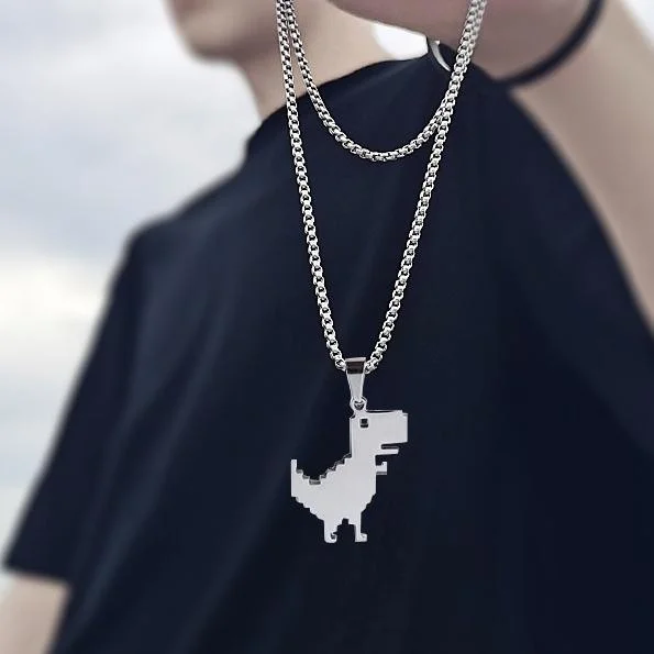 Versatile Pixel T-Rex Necklace, Stainless Steel Retro Gaming Pendant Chain, Fashion Jewelry for Daily Wear, Gatherings, Parties & as a Unique Gift
Versatile Pixel T-Rex Necklace, Stainless Steel Retro Gaming Pendant Chain, Fashion Jewelry for Daily Wear, Gatherings, Parties & as a Unique Gift