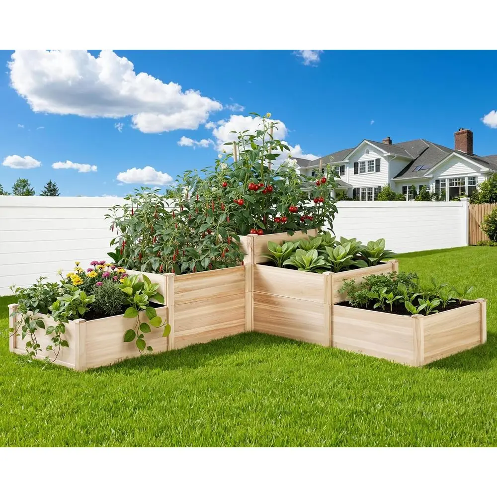 3-Tier Adjustable Outdoor Wooden Planter Box with Dividers, Tool-Free Assembly, Perfect for Growing Vegetables, Herbs, and Flowe
3-Tier Adjustable Outdoor Wooden Planter Box with Dividers, Tool-Free Assembly, Perfect for Growing Vegetables, Herbs, and Flowe